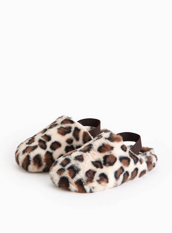 Animal Print Faux Fur Footbed Slippers 3-4